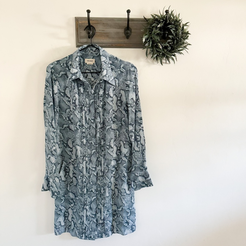 Zadig & Voltaire Blue Snake Print Mini Dress